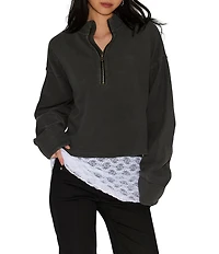Free People Celeste Quarter Zip Stand Collar Long Sleeve Knit Top