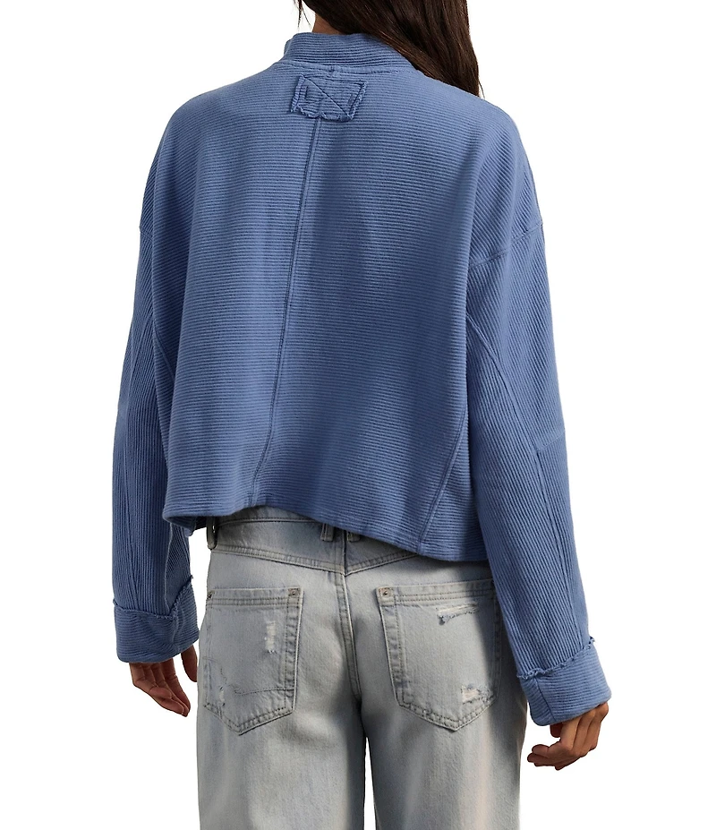 Free People Celeste Quarter Zip Stand Collar Long Sleeve Knit Top