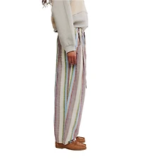 Free People Chambers Laid Back Stripe Print Mid-Rise Wide-Leg Pants
