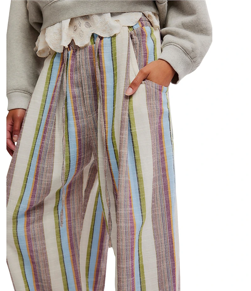 Free People Chambers Laid Back Stripe Print Mid-Rise Wide-Leg Pants