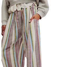 Free People Chambers Laid Back Stripe Print Mid-Rise Wide-Leg Pants