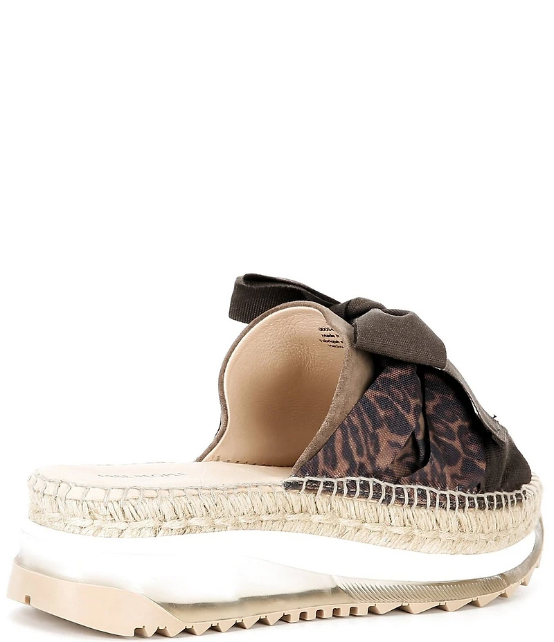 Free People Chapmin Leopard Bow Espadrille Platform Wedge Slide Sandals
