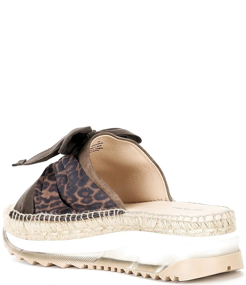 Free People Chapmin Leopard Bow Espadrille Platform Wedge Slide Sandals
