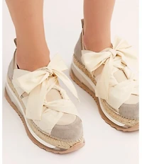 Free People Chapmin Suede Bow Detail Espadrille Platform Wedge Sneakers