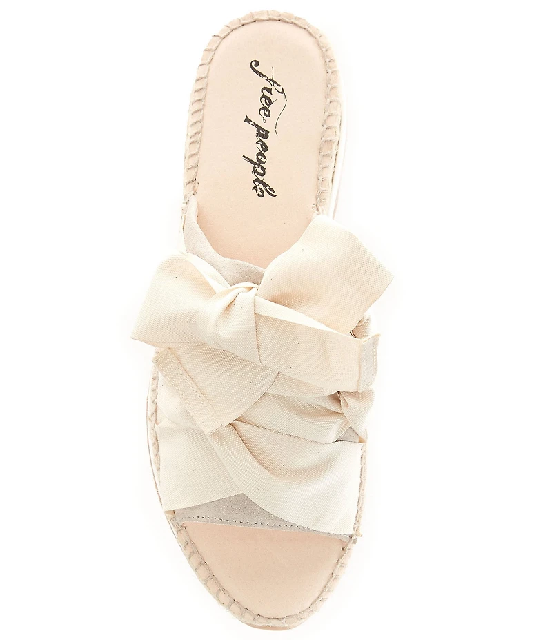 Free People Chapmin Bow Espadrille Platform Wedge Slide Sandals