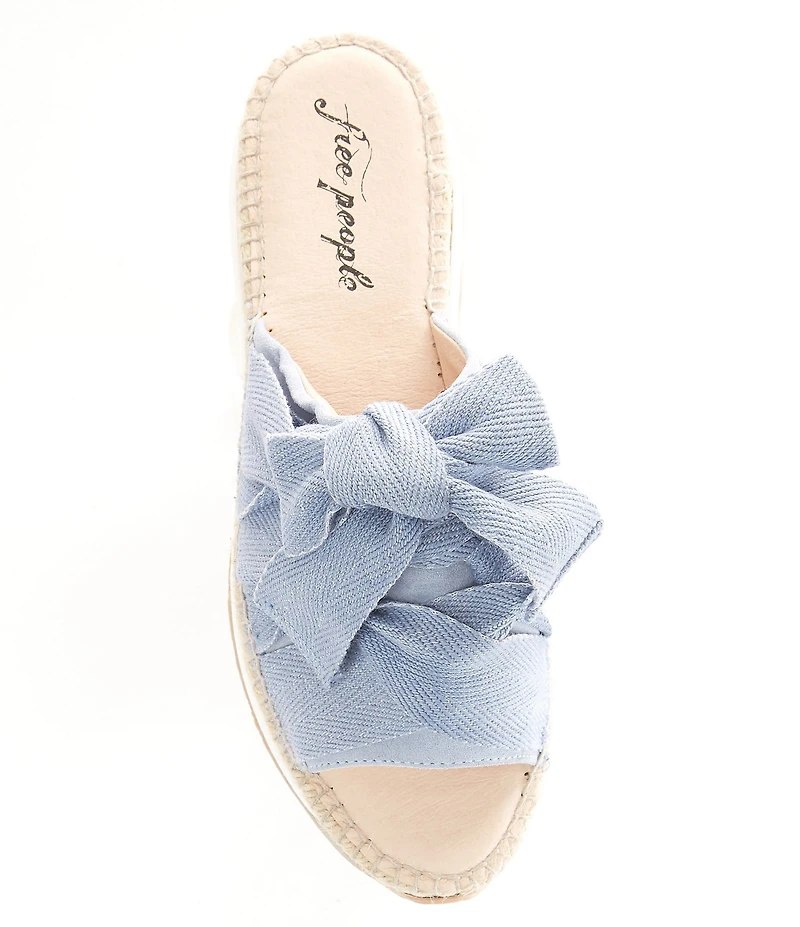 Free People Chapmin Bow Espadrille Platform Wedge Slide Sandals