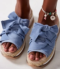 Free People Chapmin Bow Espadrille Platform Wedge Slide Sandals