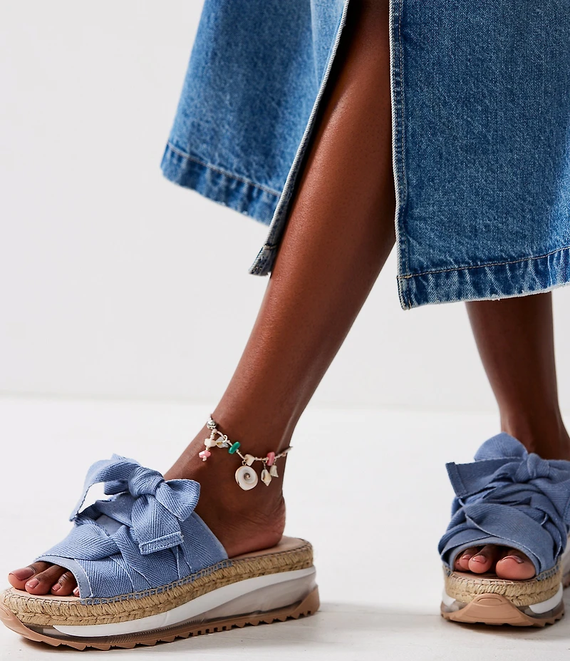 Free People Chapmin Bow Espadrille Platform Wedge Slide Sandals
