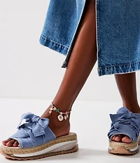 Free People Chapmin Bow Espadrille Platform Wedge Slide Sandals