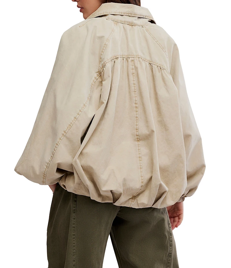 Free People Chelsea Funnel Neck Collar Long Raglan Sleeve Zip-Front Jacket