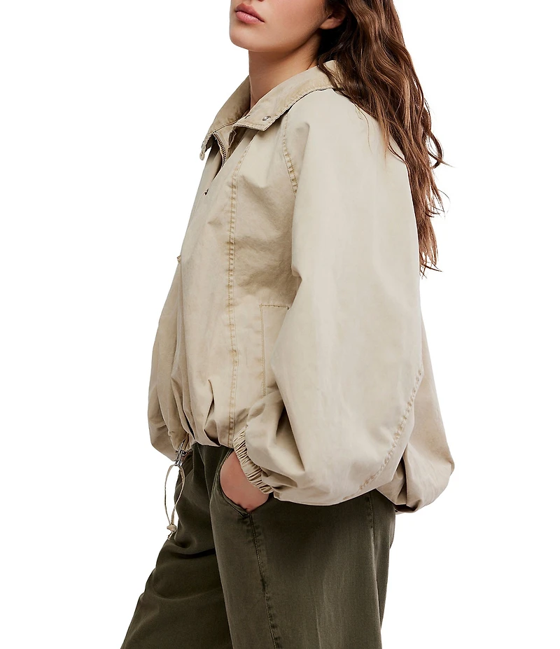 Free People Chelsea Funnel Neck Collar Long Raglan Sleeve Zip-Front Jacket
