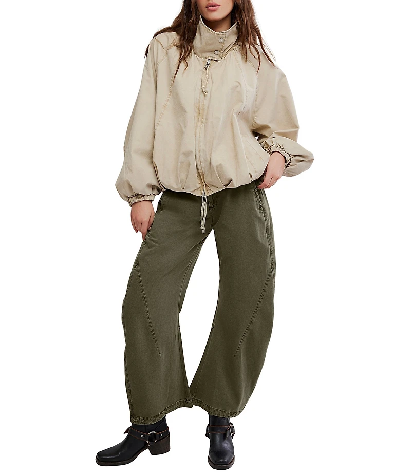 Free People Chelsea Funnel Neck Collar Long Raglan Sleeve Zip-Front Jacket