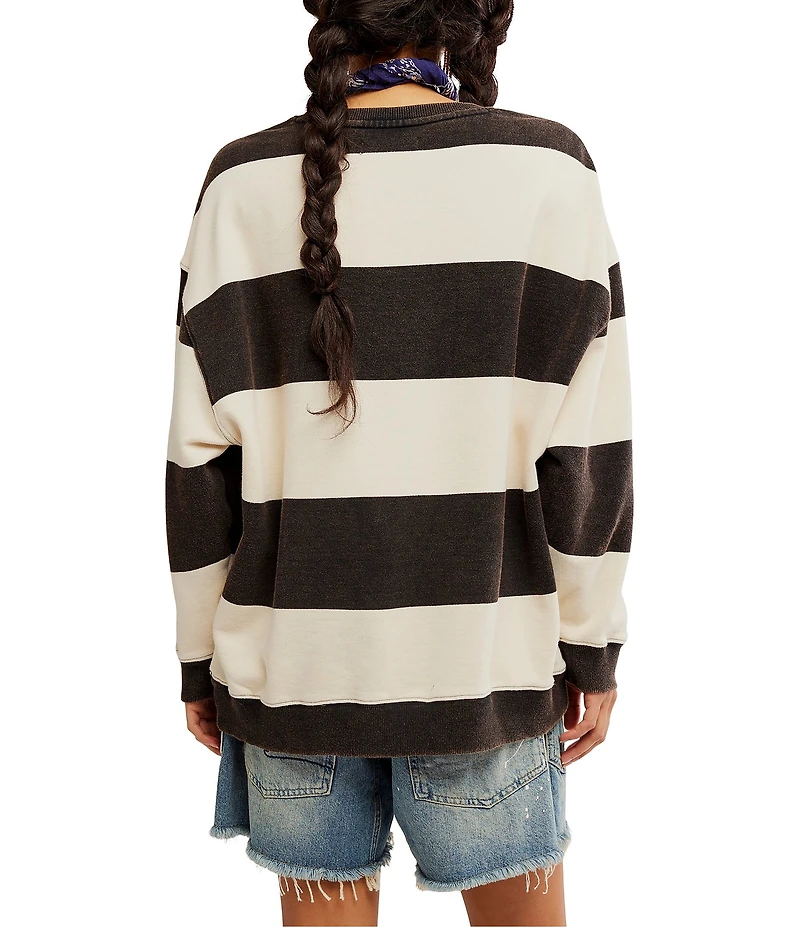 Free People Classic Stripe Crew Neck Long Sleeve Pullover