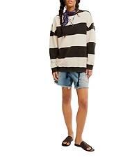 Free People Classic Stripe Crew Neck Long Sleeve Pullover