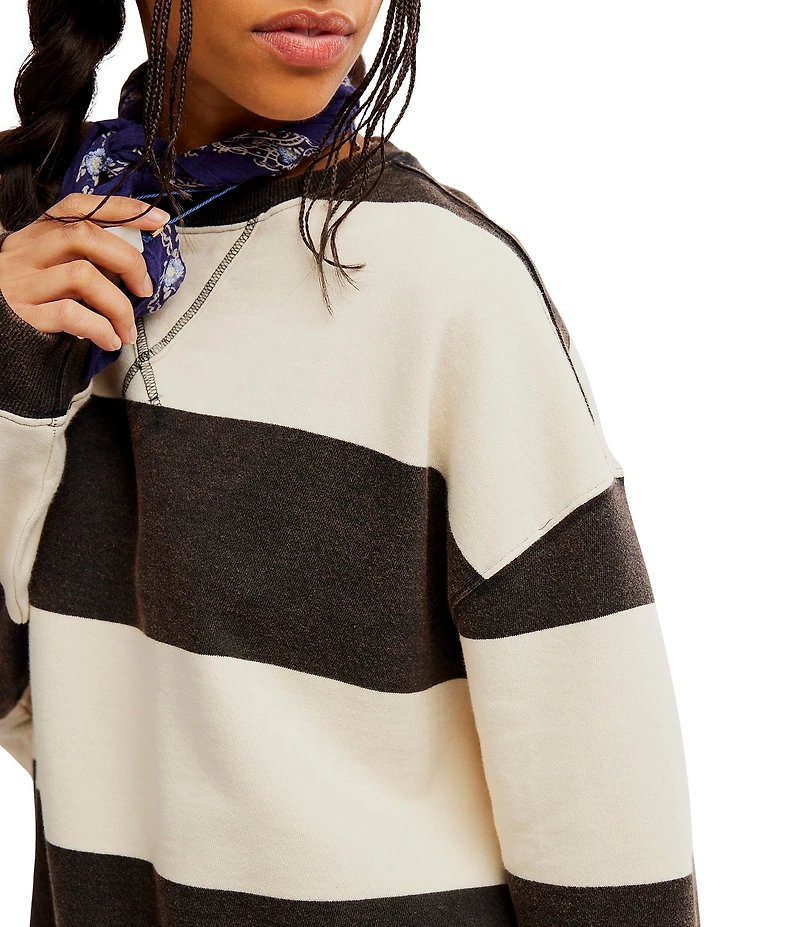 Free People Classic Stripe Crew Neck Long Sleeve Pullover