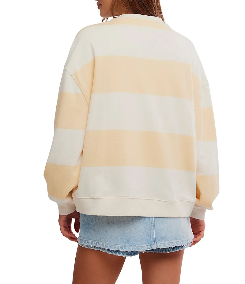 Free People Classic Stripe Crew Wide Long Sleeve Pullover