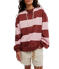 Free People Classic Stripe Crew Neck Long Sleeve Pullover