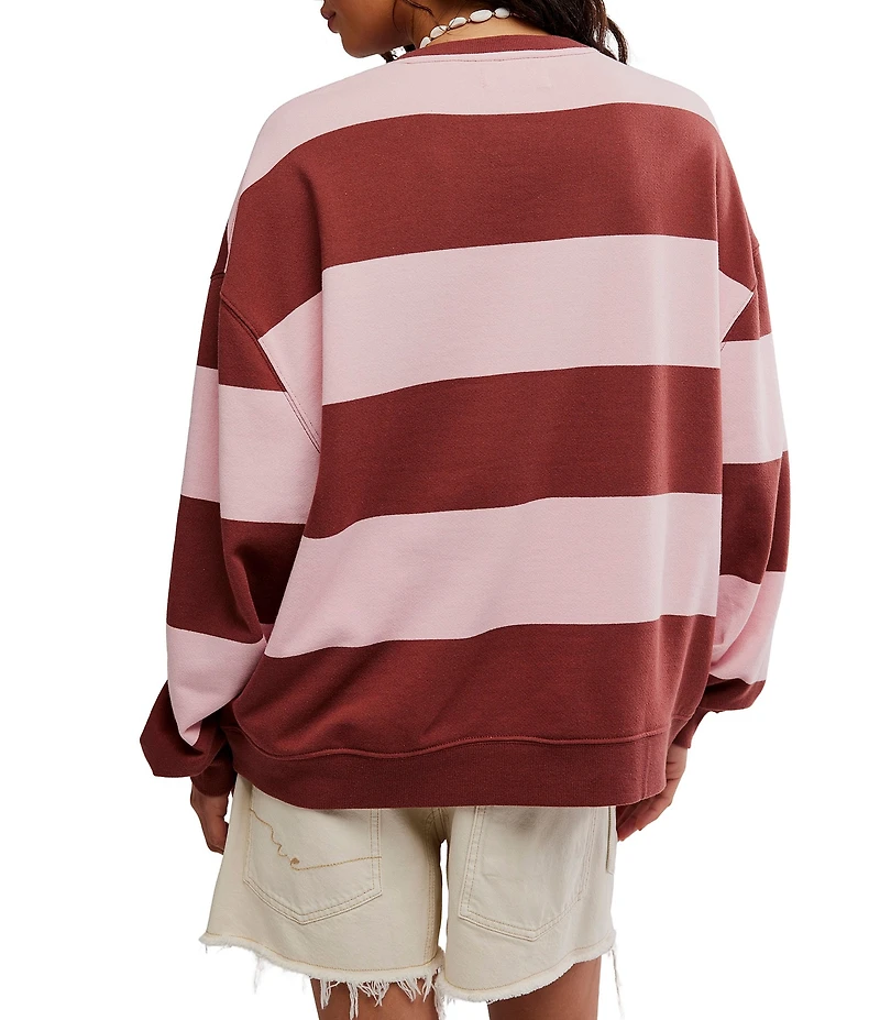 Free People Classic Stripe Crew Neck Long Sleeve Pullover