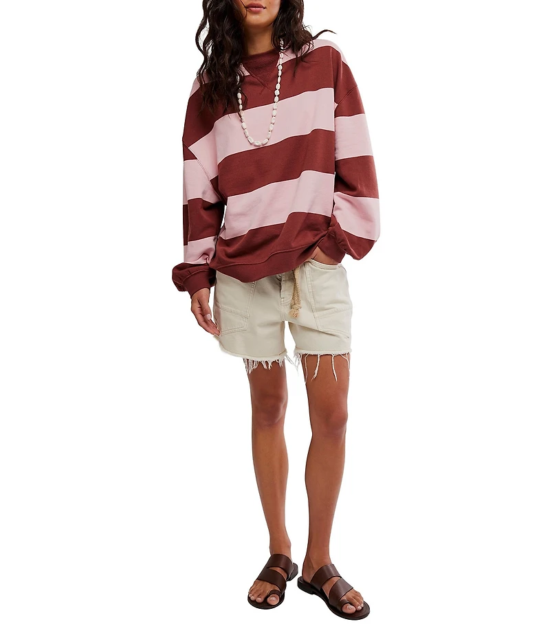 Free People Classic Stripe Crew Neck Long Sleeve Pullover