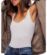 Free People Clean Lines Scoop Neck Sleeveless Bodysuit