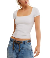 Free People Clean Lines Square Neck Short Sleeve Baby Tee