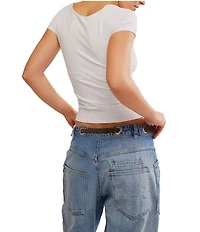 Free People Clean Lines Square Neck Short Sleeve Baby Tee