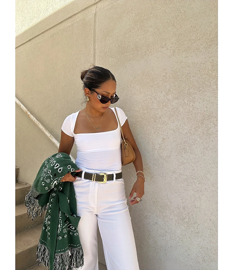 Free People Clean Lines Square Neck Short Sleeve Baby Tee