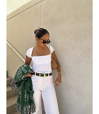 Free People Clean Lines Square Neck Short Sleeve Baby Tee