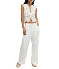 Free People Clover Dropped Low Rise Poplin Harem Trouser Pants