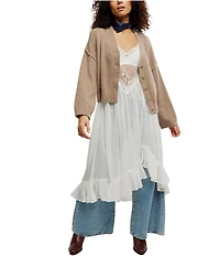 Free People Cool Of The Night V- Neck Long Sleeve Button Front Cardigan