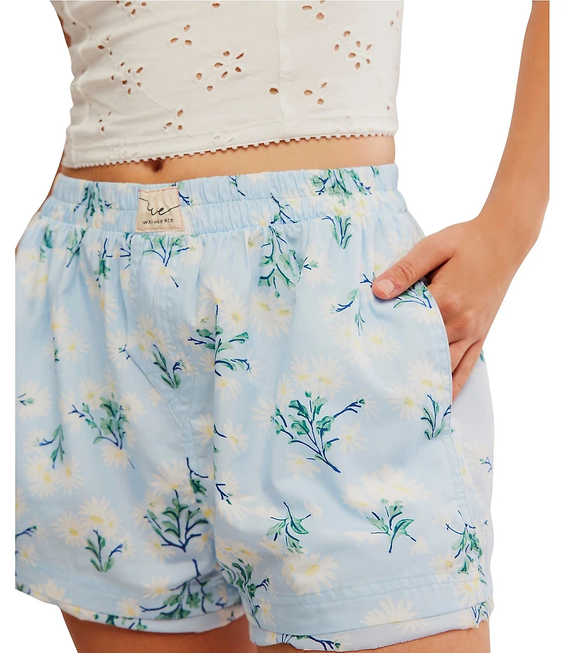 Free People Day To Day Floral Woven Boxer Shorts
