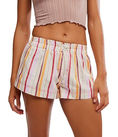 Free People Day To Day Mini Woven Striped Boxer Shorts