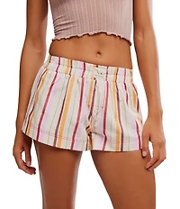 Free People Day To Day Mini Woven Striped Boxer Shorts
