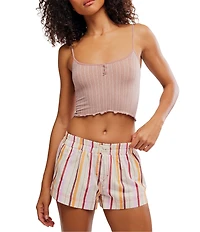 Free People Day To Day Mini Woven Striped Boxer Shorts