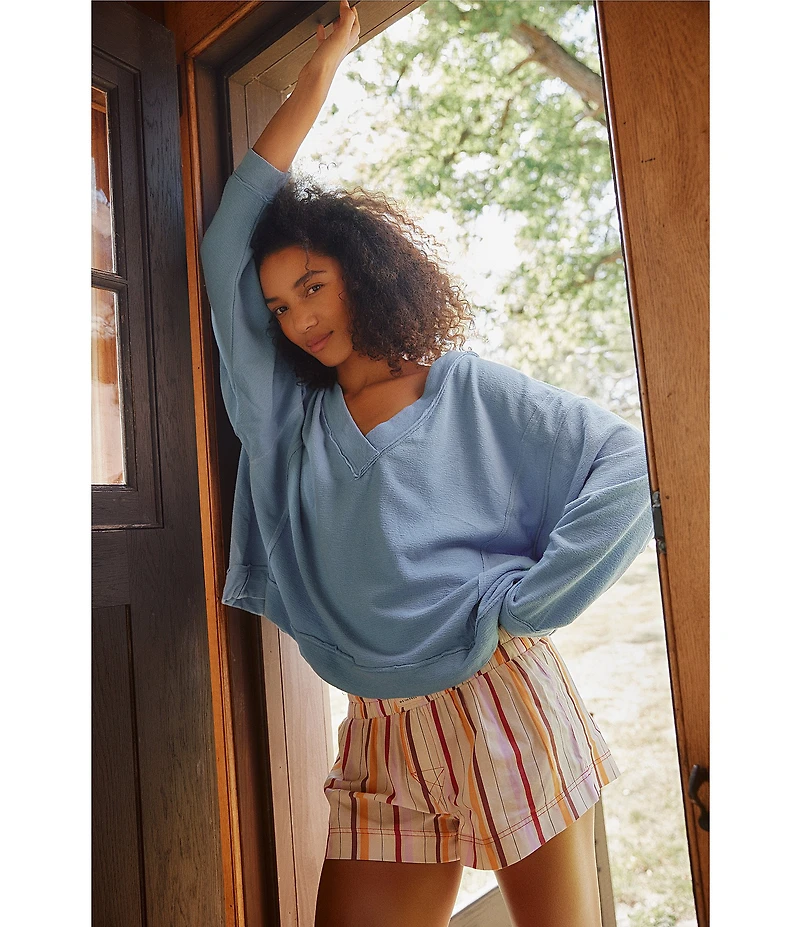 Free People Day To Day Mini Woven Striped Boxer Shorts