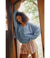 Free People Day To Day Mini Woven Striped Boxer Shorts