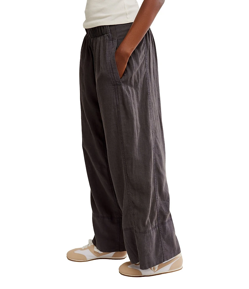 Free People Days End Linen Pull On Pants