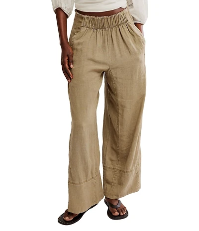 Free People Days End Linen Pull On Pants