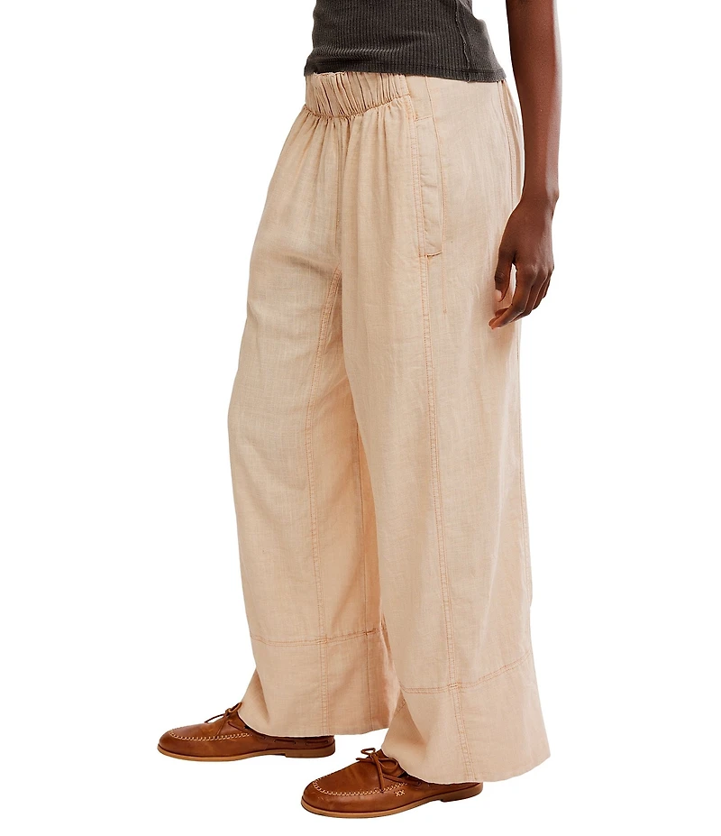 Free People Days End Linen Pull On Pants