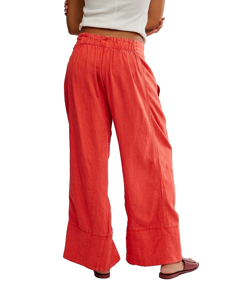 Free People Days End Linen Pull On Pants