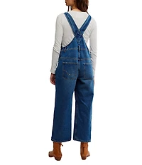 Free People Deep Trance Denim Square Neck Overalls