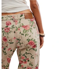 Free People Deep Trance Floral Printed Low-Rise Barrel Jeans