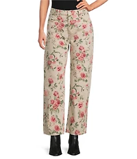 Free People Deep Trance Floral Printed Low-Rise Barrel Jeans
