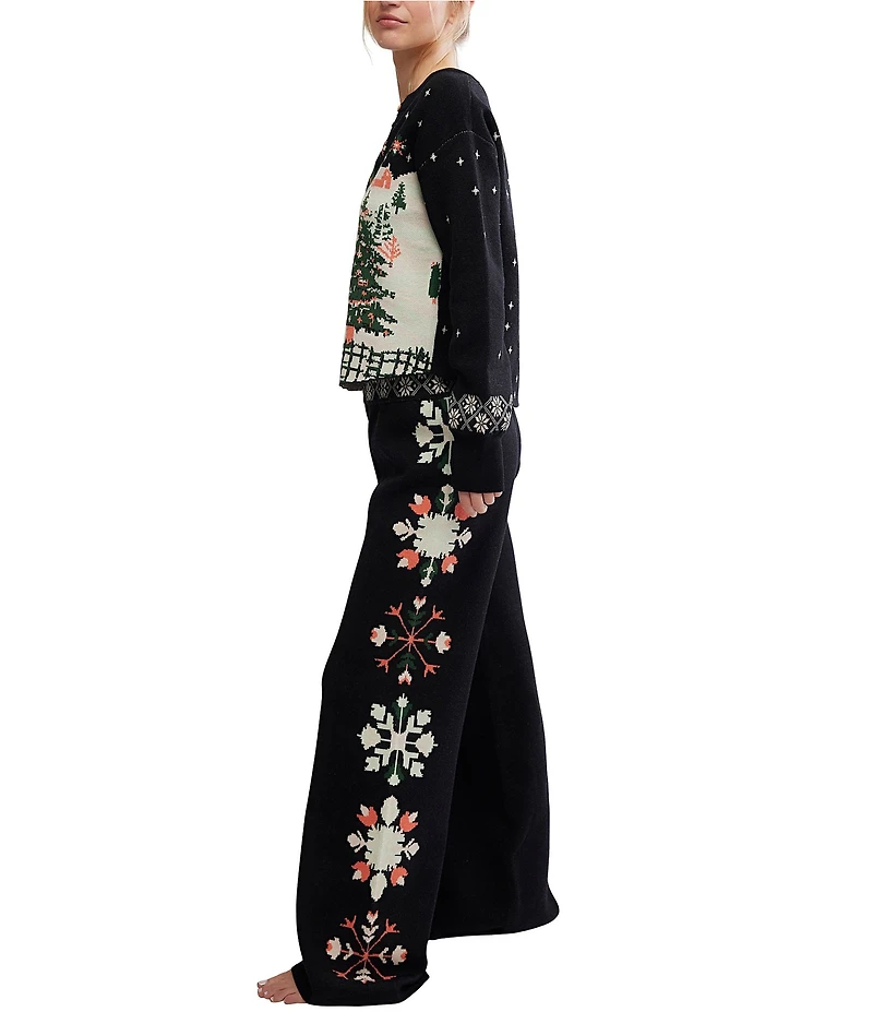 Free People Dream Whispers Tinsel Town Long Sleeve Henley Neck Long Knit Lounge Set