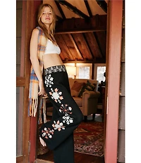 Free People Dream Whispers Tinsel Town Long Sleeve Henley Neck Long Knit Lounge Set