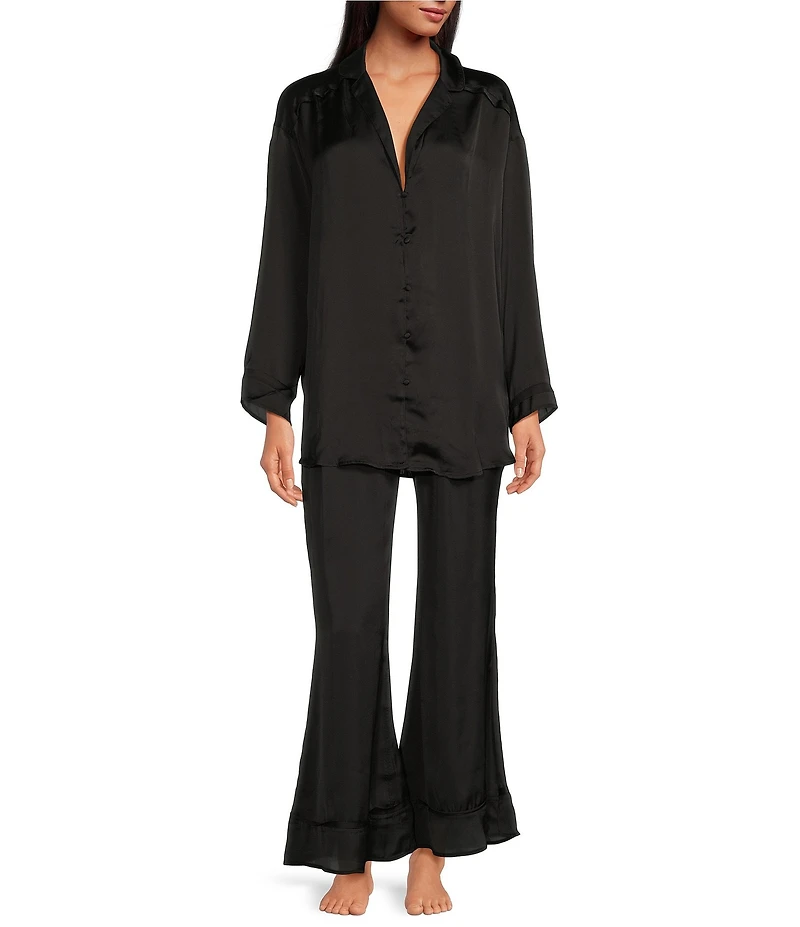 Free People Dreamy Days Solid Lightweight Satin Oversized Pajama Set