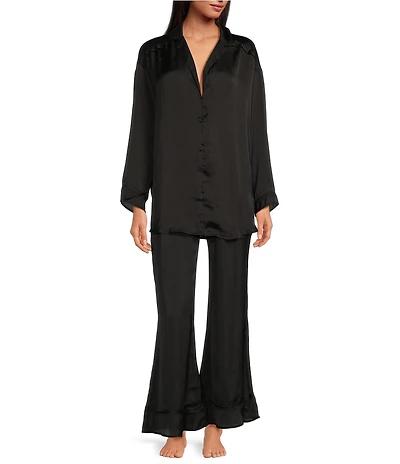 Free People Dreamy Days Solid Lightweight Satin Oversized Pajama Set