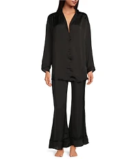 Free People Dreamy Days Solid Lightweight Satin Oversized Pajama Set