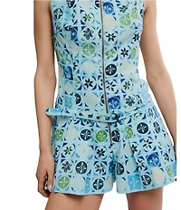 Free People Dune Dancer Printed Boat Neck Sleeveless Drop-Waist Romper