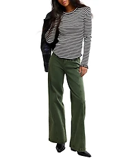 Free People Easy Does It Striped Scoop Neck Long Sleeve Waffle Knit Tee